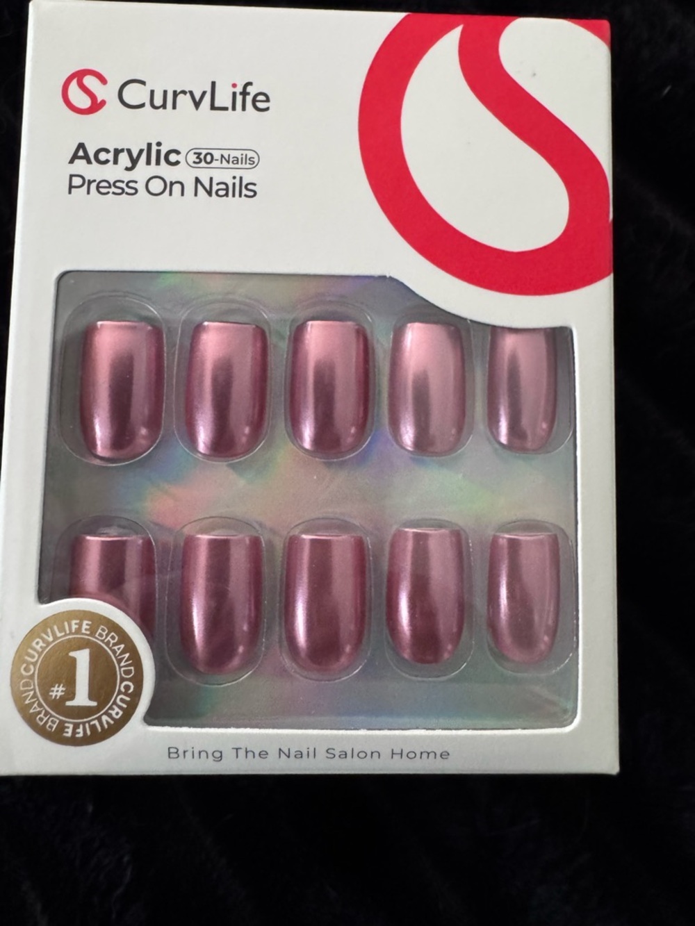 Rose Metallic Acrylic Press-On Nails Chrome